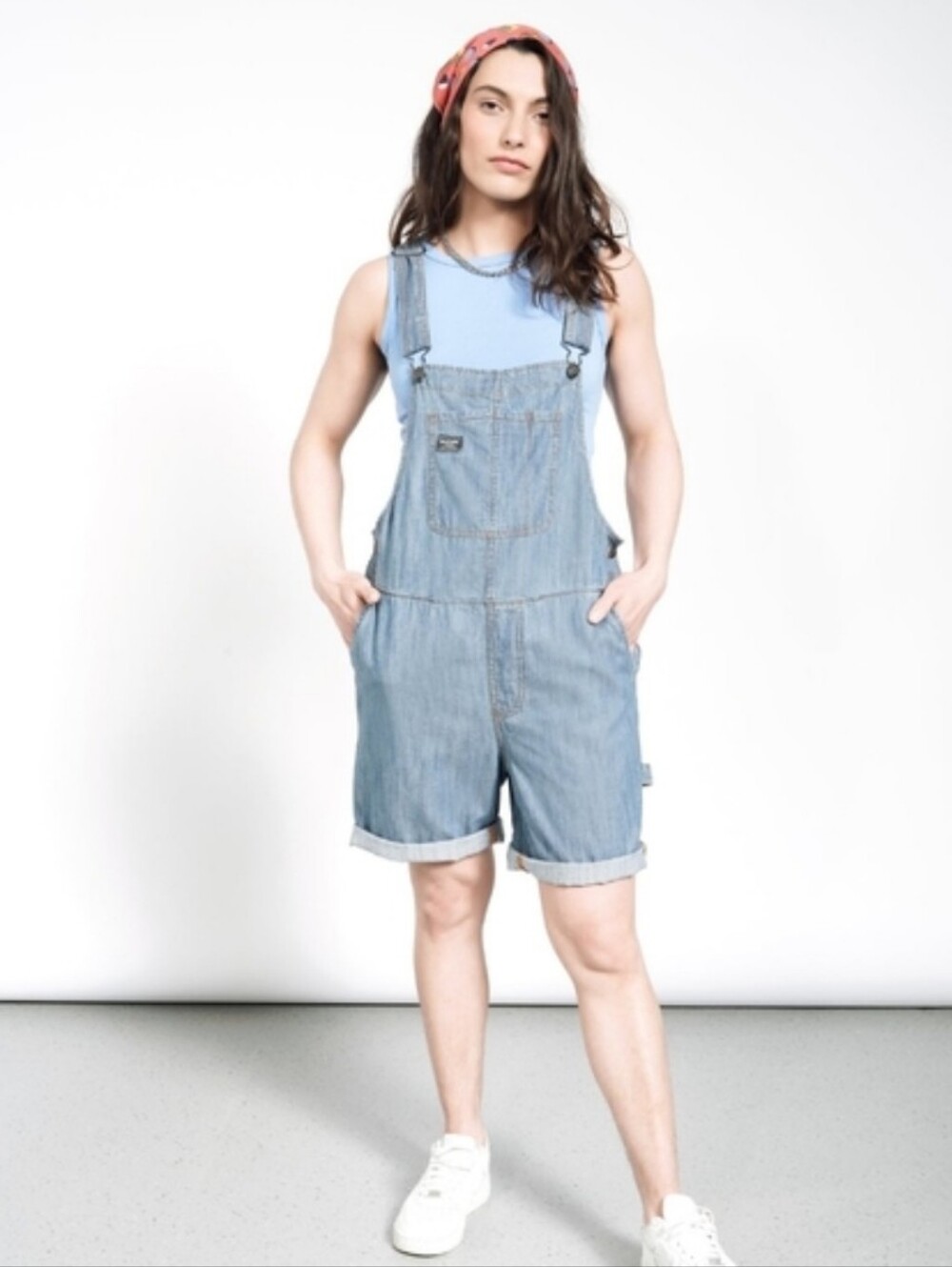 Wildfang S The Essential Chambray Blue Denim Shortalls - Picture 3 of 8